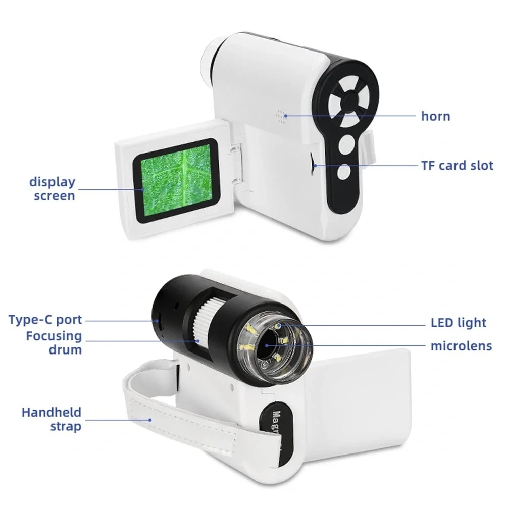 Photography microscope,Screen 1000 Video Toy Led Screen Pocket Microscope 2.0''